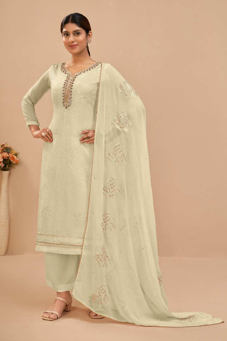 Buy Pastel Georgette Embroidered Straight Kurta Suits Set Online - KARMAPLACE