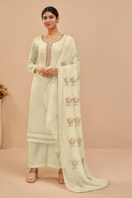 Buy Pastel Georgette Embroidered Straight Kurta Suits Set Online - KARMAPLACE