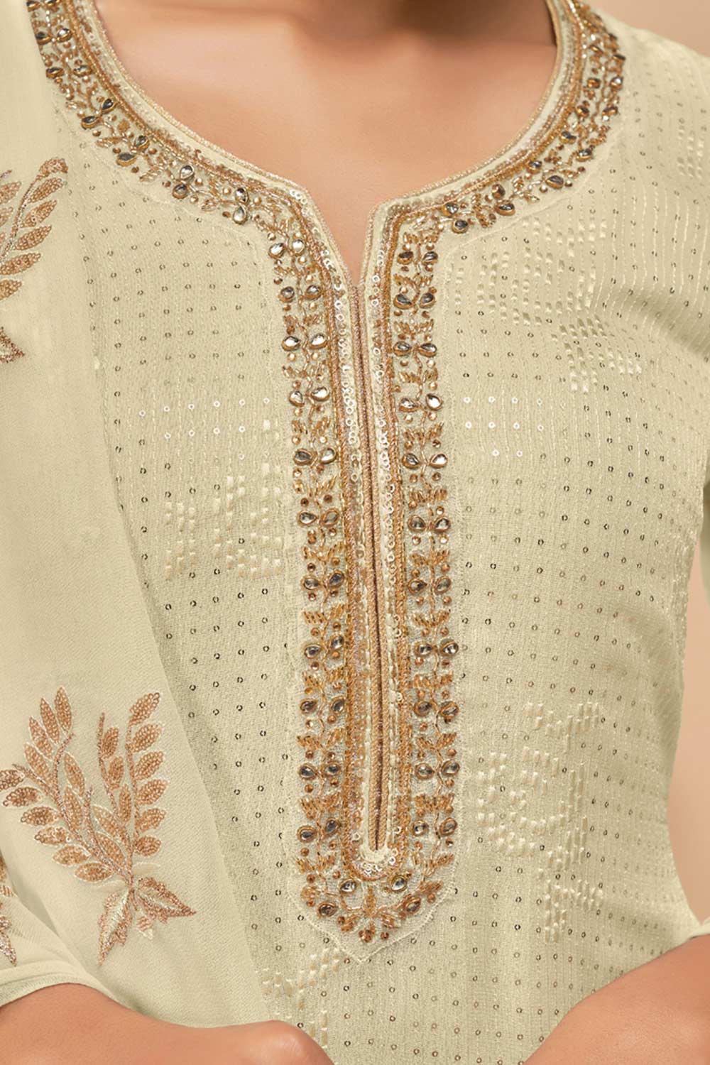 Pastel Georgette Embroidered Straight Kurta Suits Set