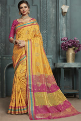 Art Silk Woven Saree In Yellow