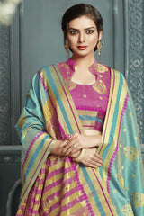 Art Silk Woven Saree In Aqua Blue