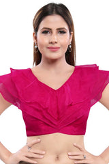 Buy Blended Silk Solid Saree Blouse in Pink