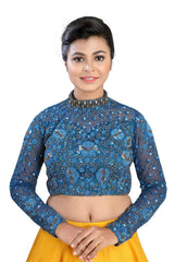 Buy Net Handwork Blouse in Blue