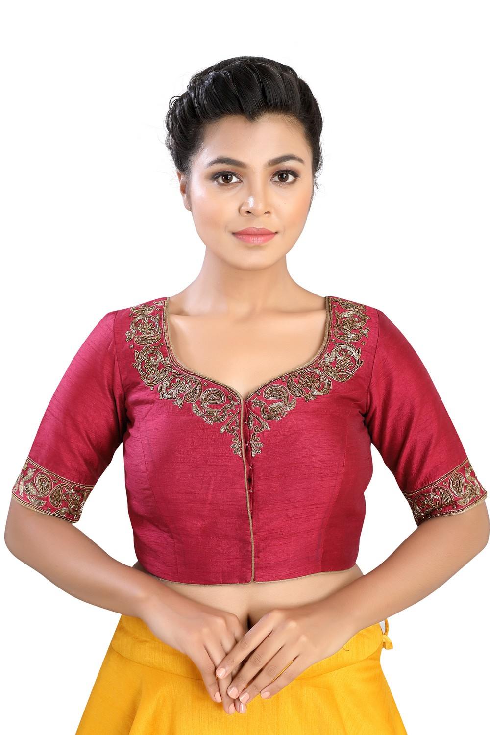 Buy Art Silk Handwork Blouse in Maroon