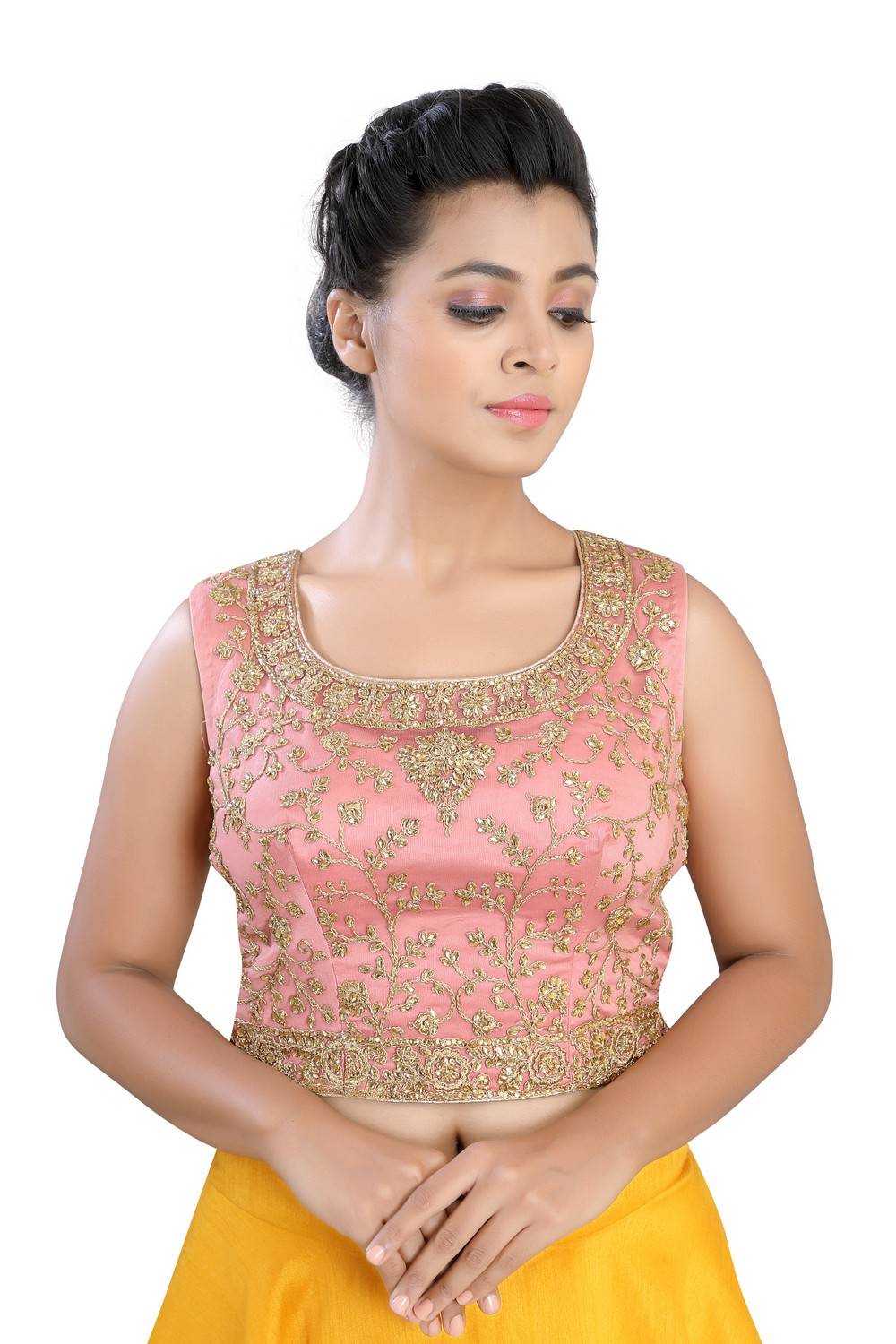 Buy Net With Art Silk Zari Work Blouse in Peach