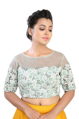 Buy Net Handwork Blouse in Green