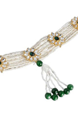 Green Gold Plated Kundan And Pearl Studded Adjustable Kamarband