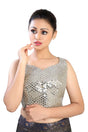 Buy Art Silk Mirror Work Blouse in Silver