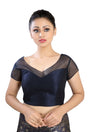 Buy Net and Art Silk Plain Blouse in Blue