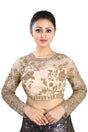 Buy Net Zari Work Blouse in Beige