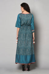 Shop Blended Cotton Dress in Turquoise