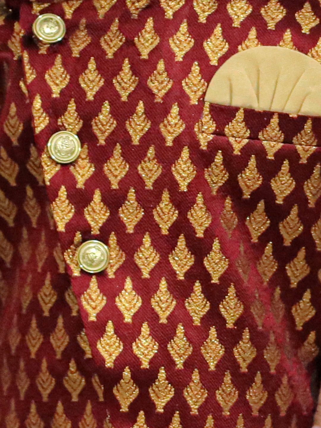 Maroon Sequined Organza Sherwani