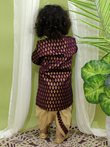 Purple Sequined Organza Sherwani