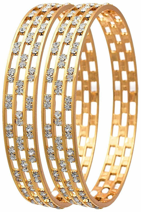 Buy Women's Copper Gold Plated Bangle Set in Gold Online - Back