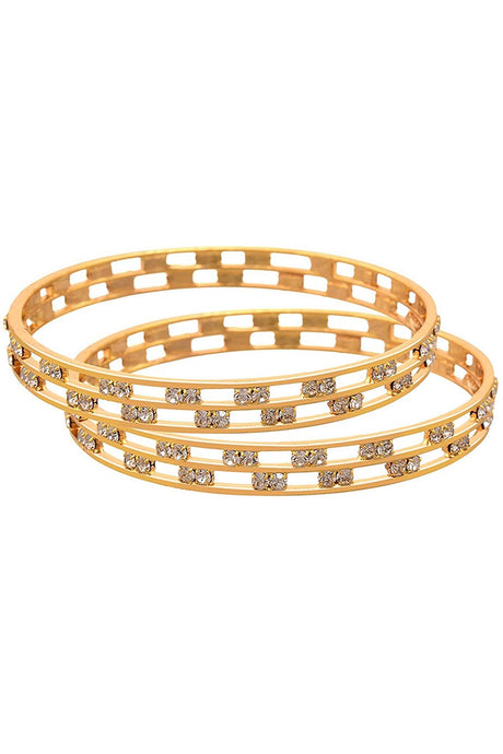 Buy Women's Copper Gold Plated Bangle Set in Gold Online