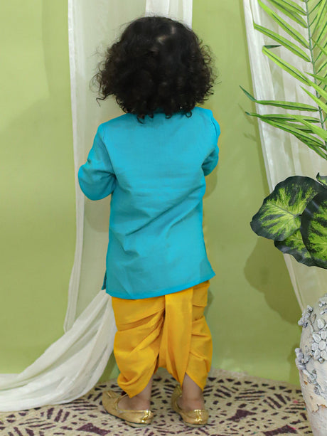 Green Embroidered Cotton Dhoti Kurta