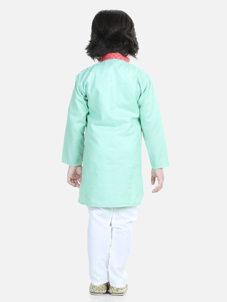 Green printed Cotton Kurta Pajama