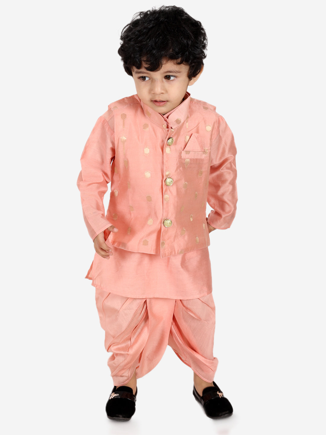 Peach Printed Cotton Ethnic Wear