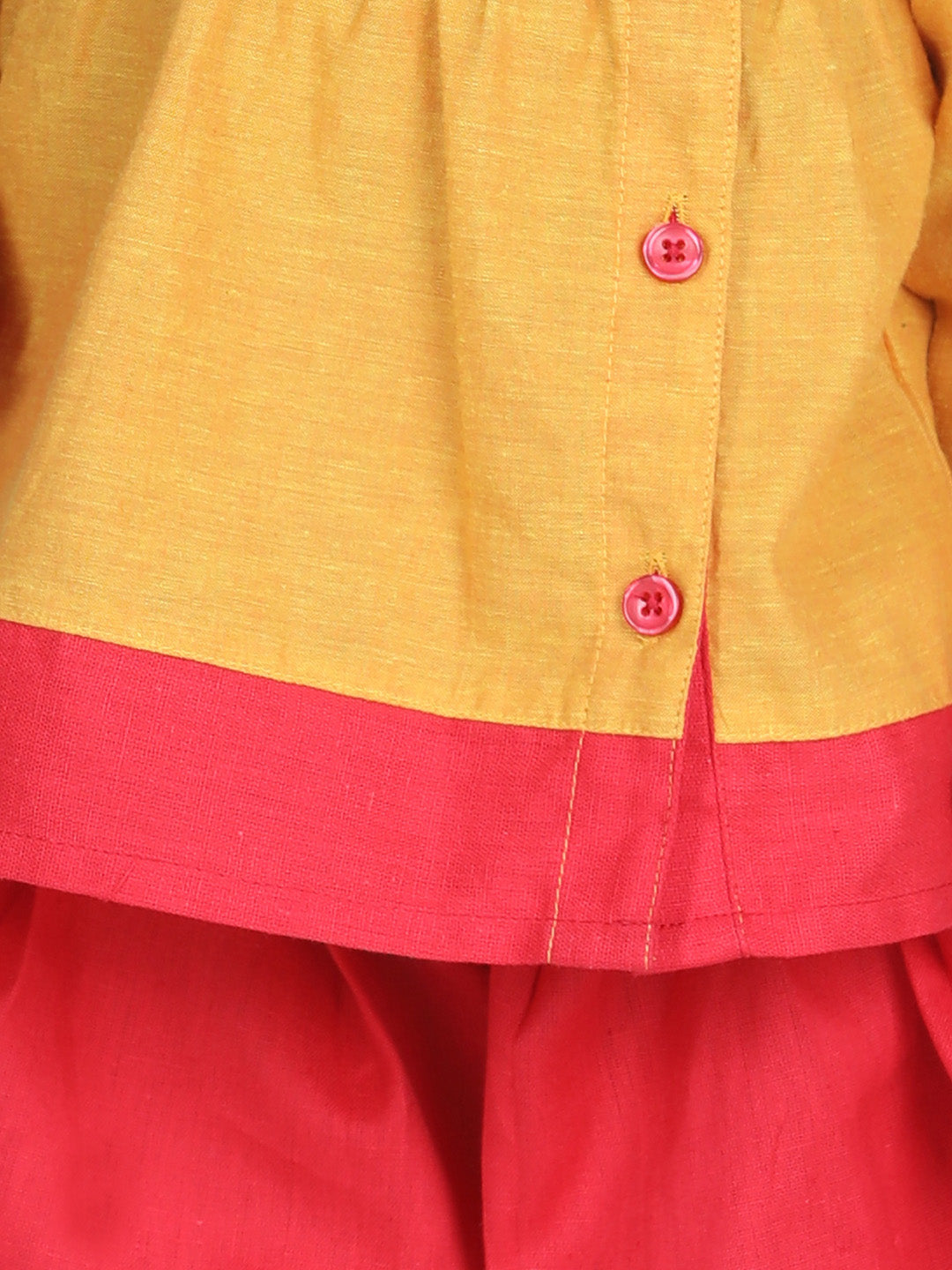 Yellow Embroidered Cotton Indo Western