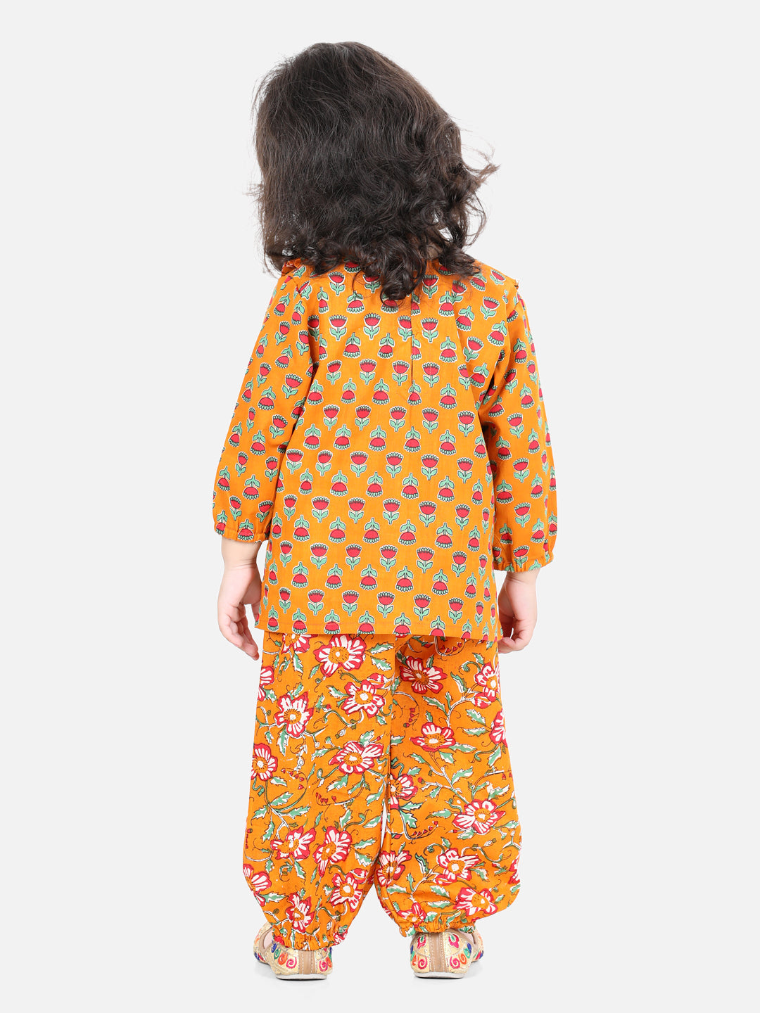 Orange Printed Cotton Clothing Sets