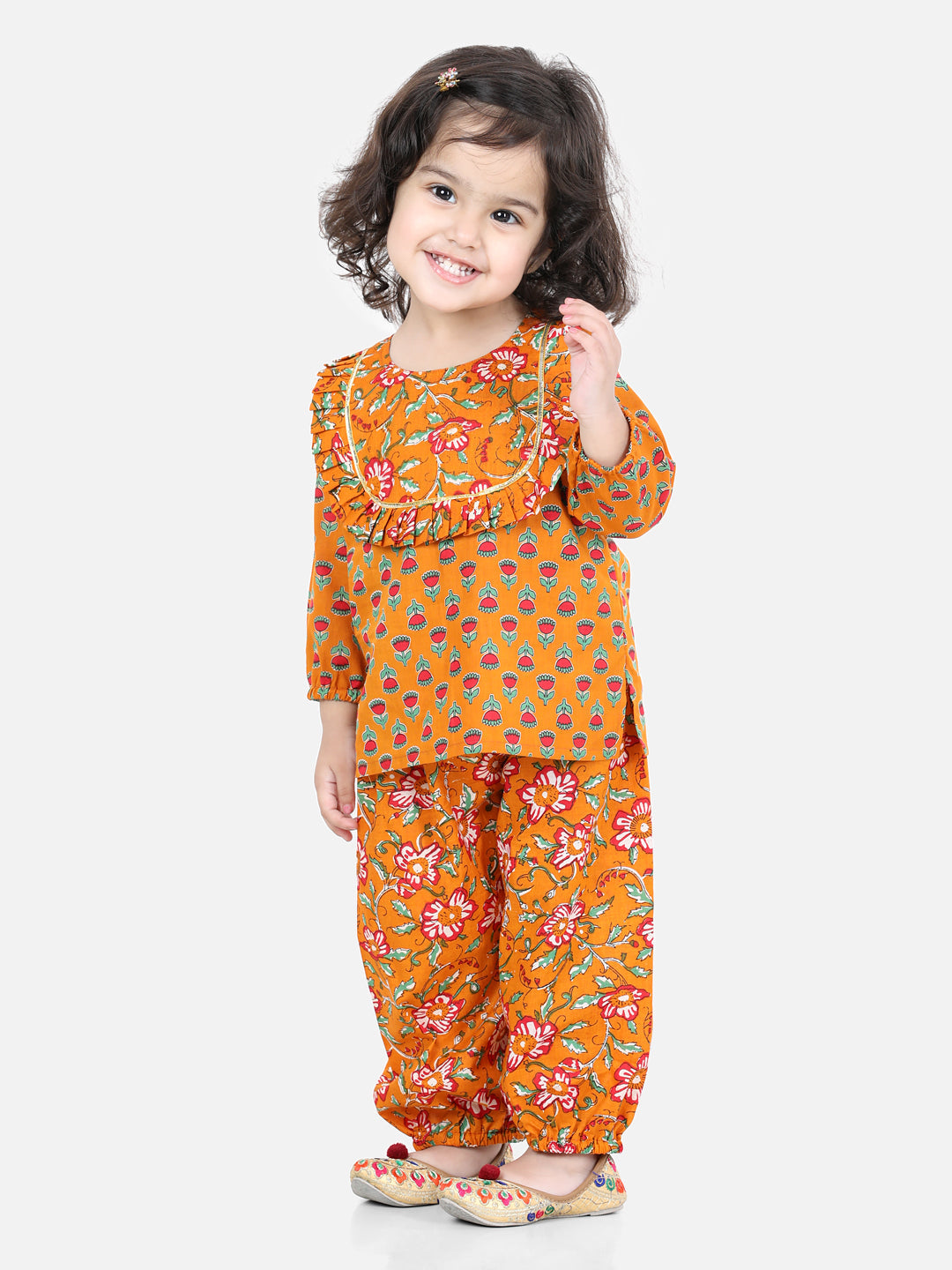 Orange Printed Cotton Clothing Sets