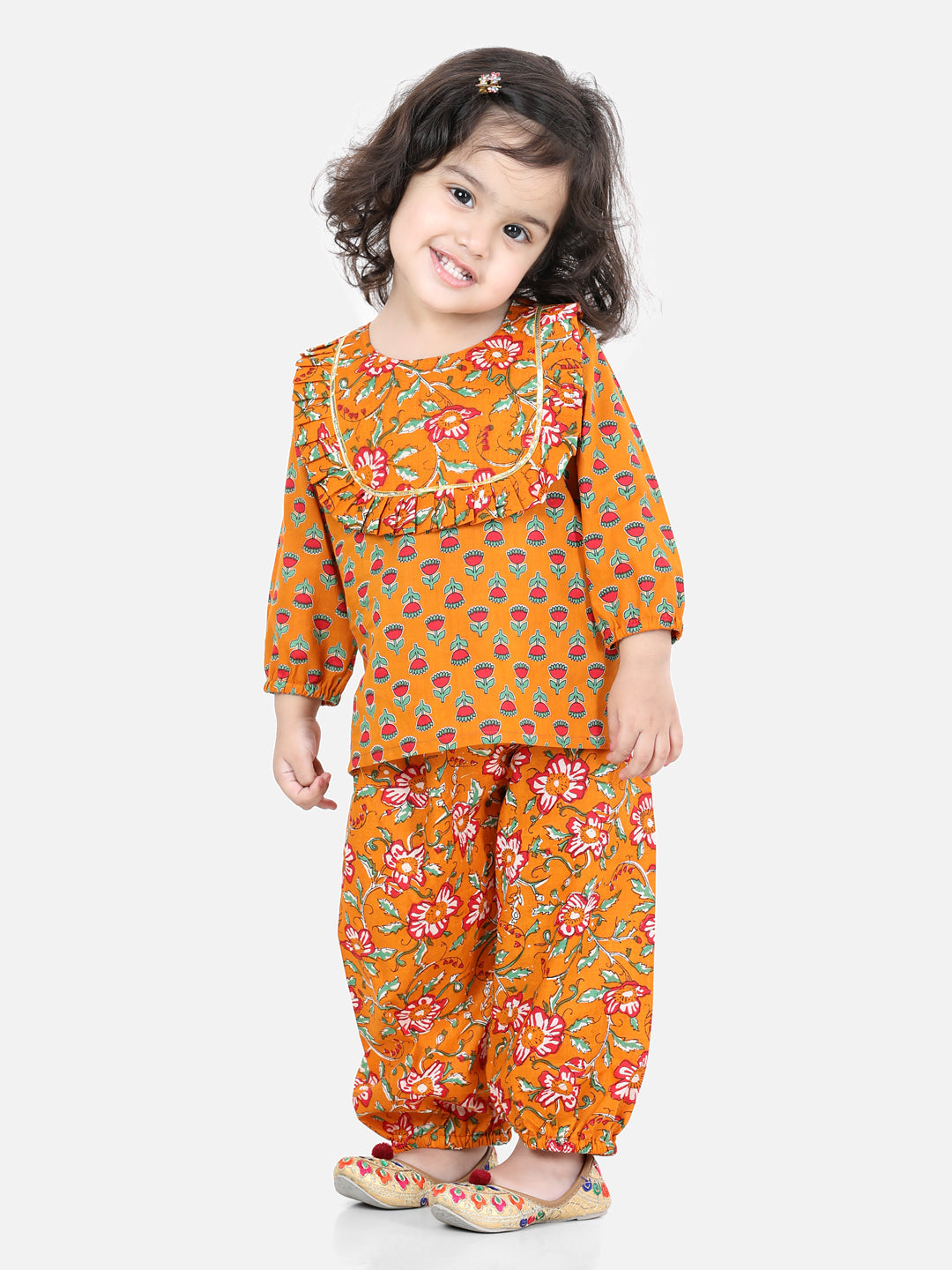 Orange Printed Cotton Clothing Sets