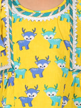 Yellow Printed Cotton Ethnic Wear