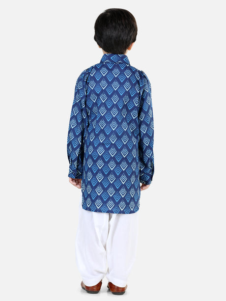 Blue printed Cotton Kurta Pajama
