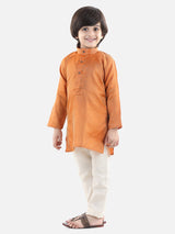 Orange Floral Jacquard Kurta Pajama