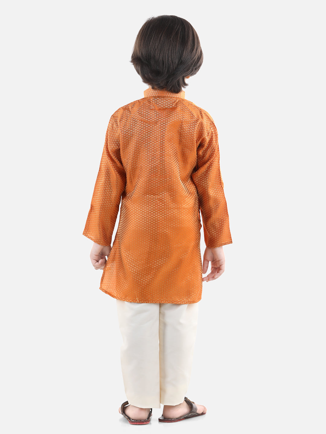 Orange Floral Jacquard Kurta Pajama