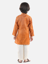 Orange Floral Jacquard Kurta Pajama