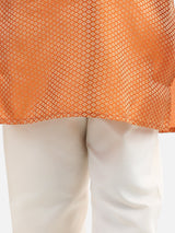 Orange Floral Jacquard Kurta Pajama