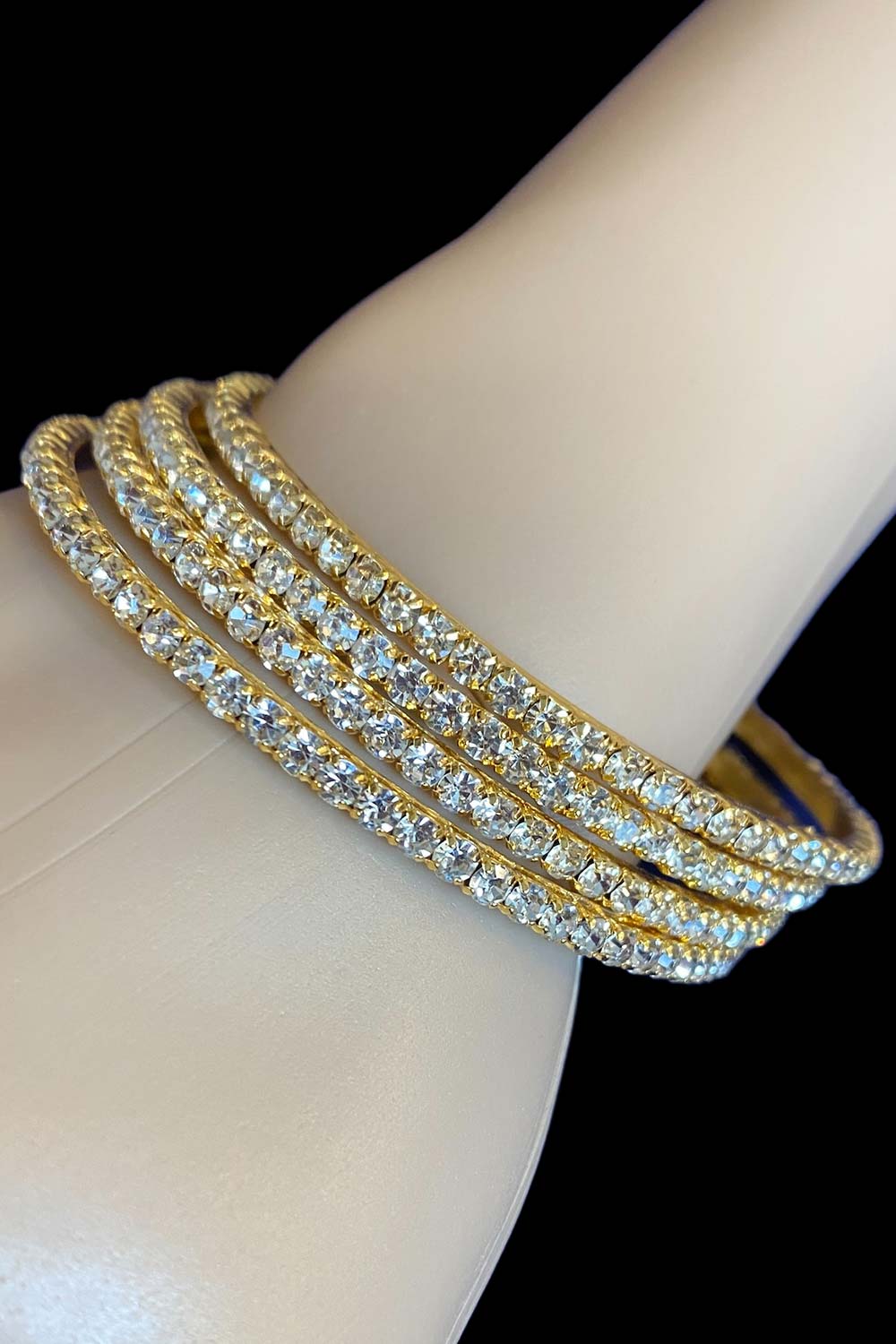 Set Of 4 Gold Diamond Bangles