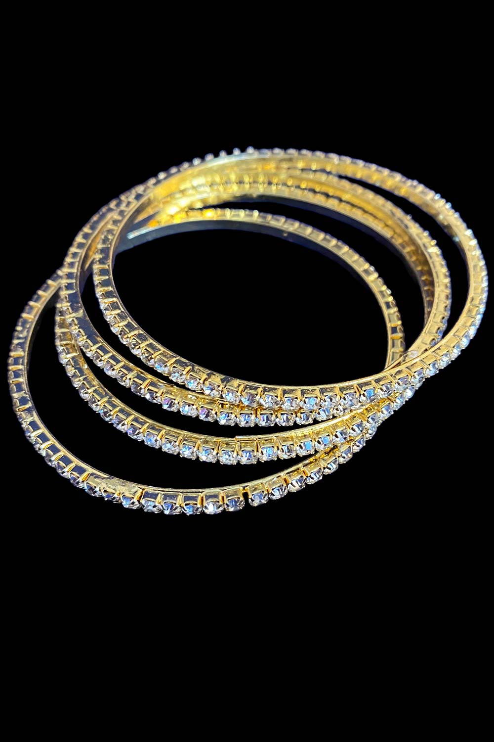 Set Of 4 Gold Diamond Bangles