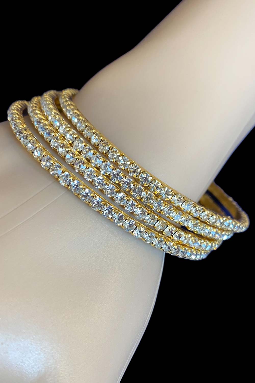 Set Of 4 Gold Diamond Bangles