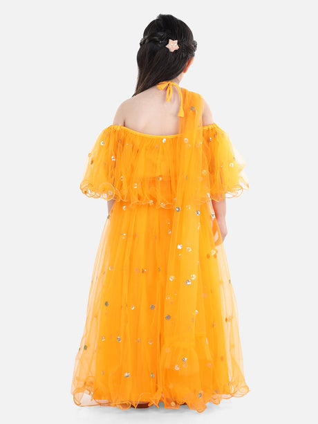 Yellow Sequined Cotton Ethnic Wear