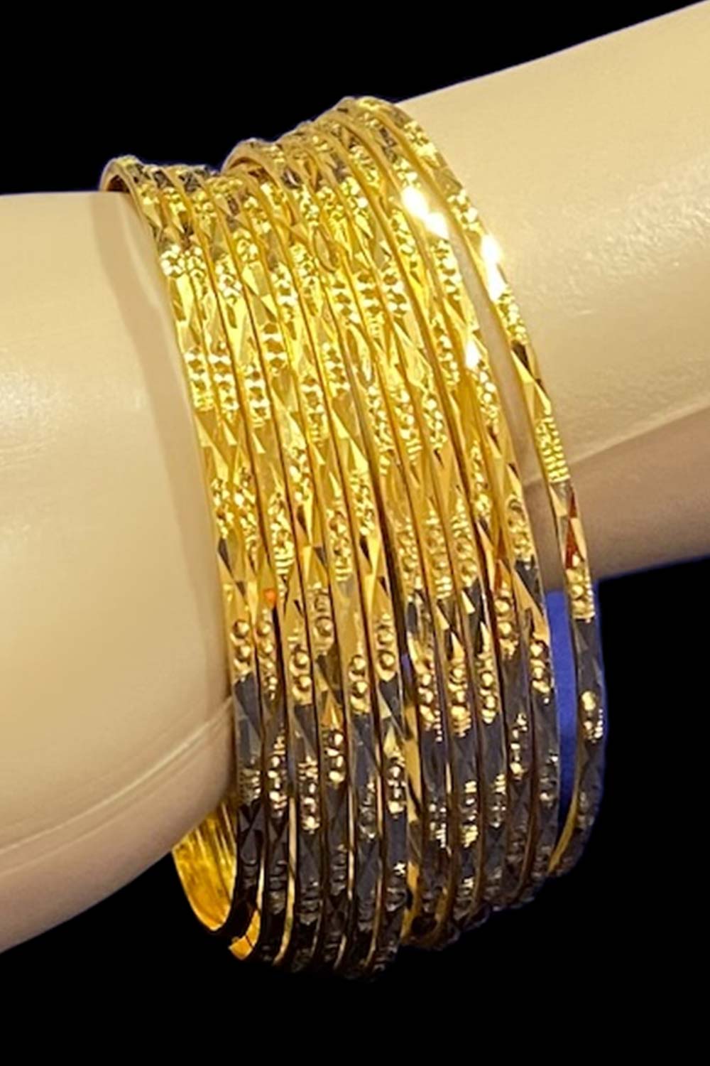 Gold Bangles with Classic Design - Set of 12