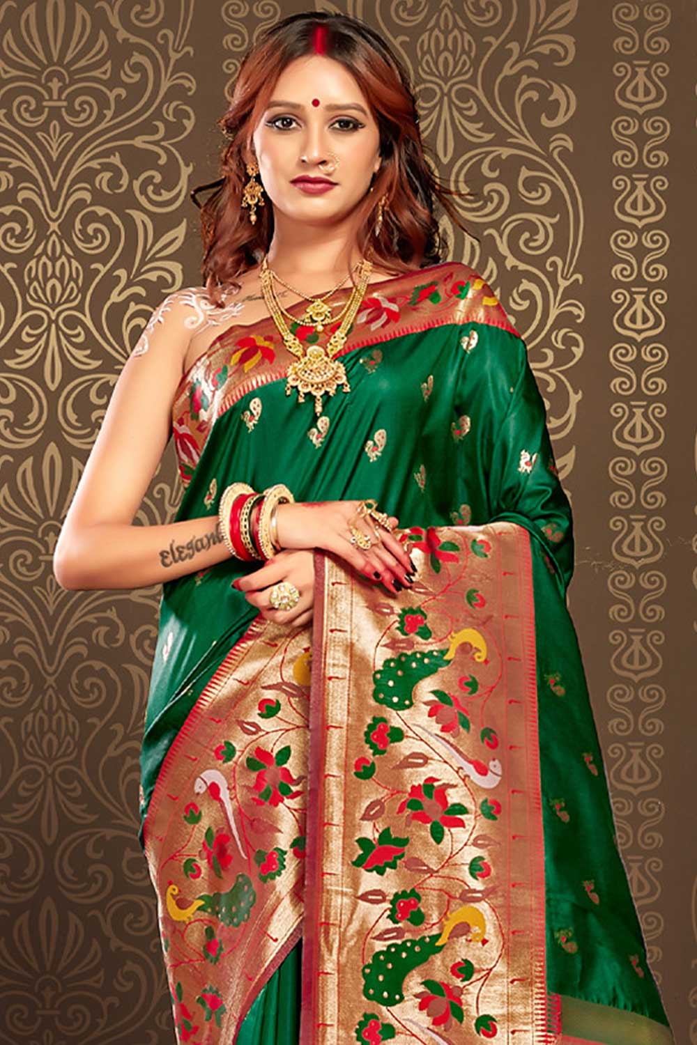 Green Paithani Art Silk Saree