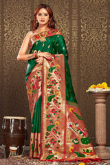 Green Paithani Art Silk Saree