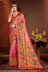 Pink Paithani Art Silk Saree