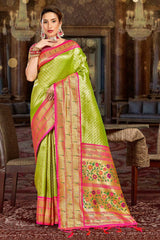 Green Paithani Art Silk Saree