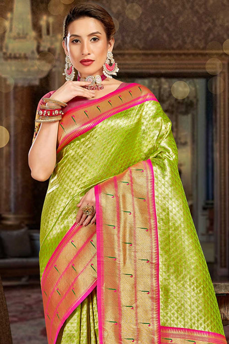 Green Paithani Art Silk Saree