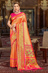 Orange Paithani Art Silk Saree