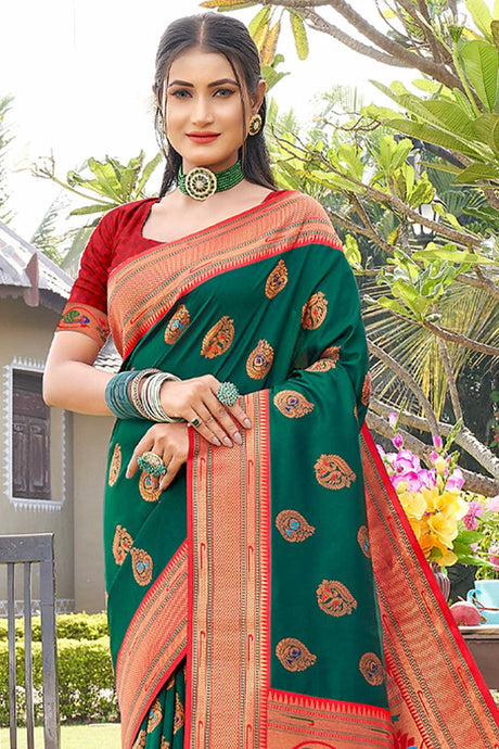 Green Paithani Art Silk Saree