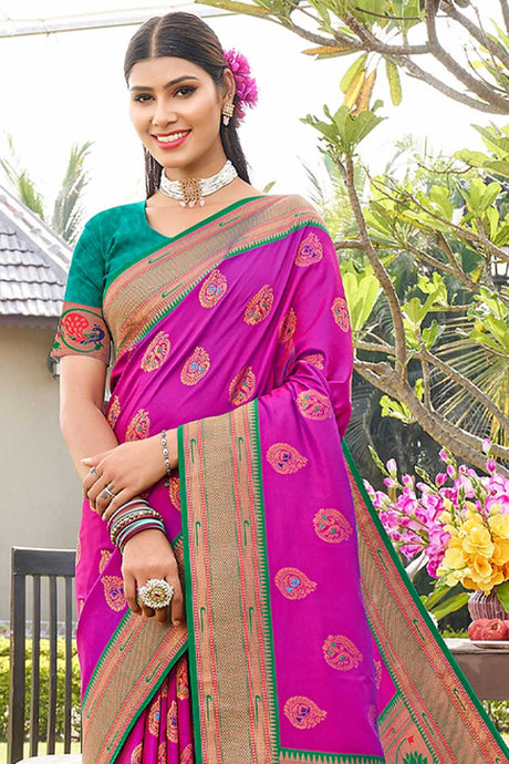 Purple Paithani Art Silk Saree