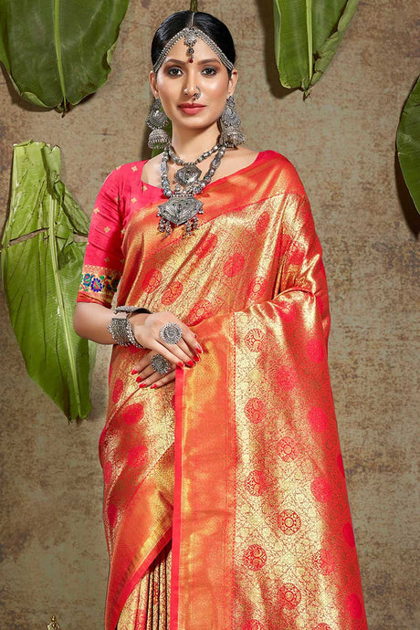 Red Paithani Art Silk Saree