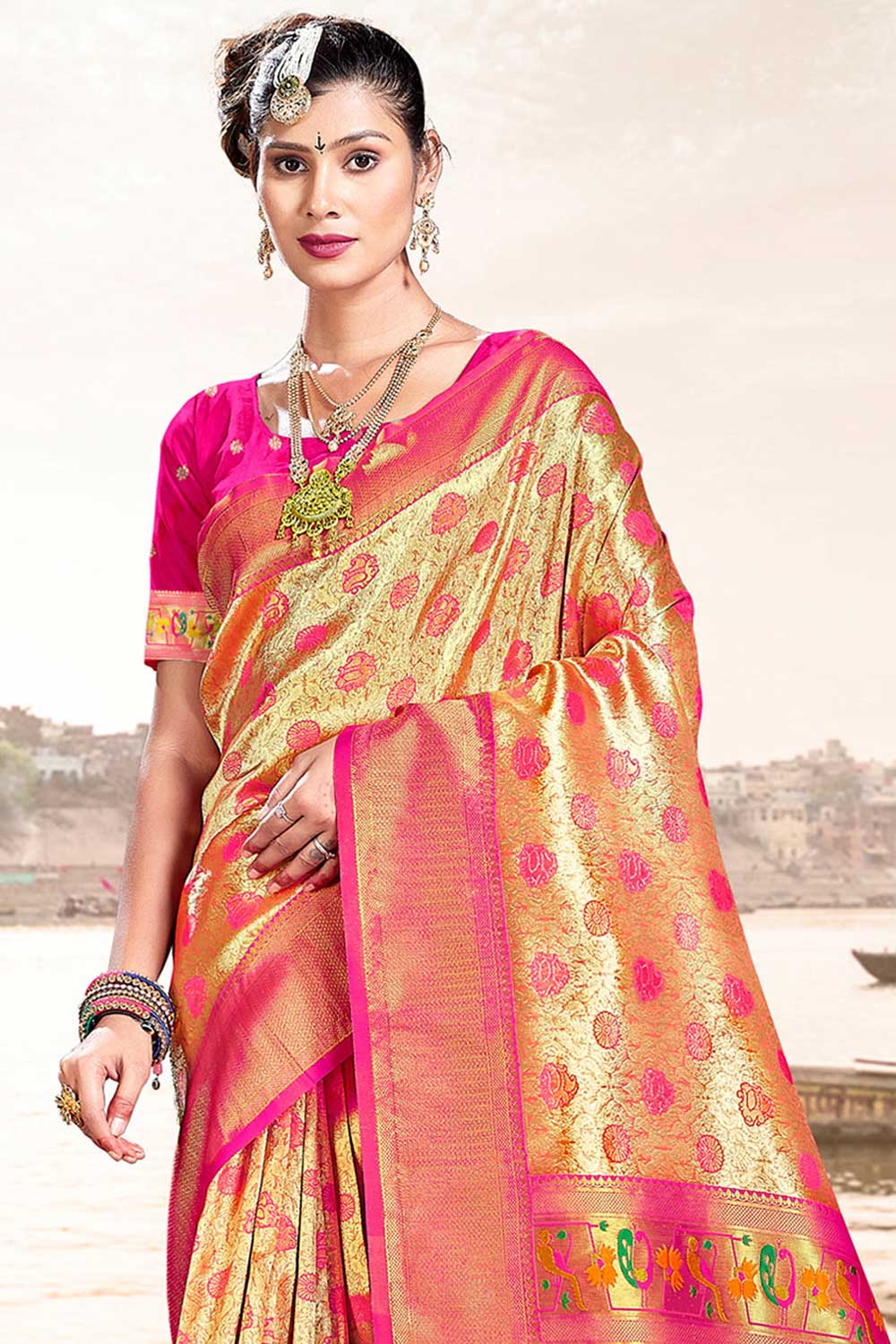 Pink Paithani Silk Saree