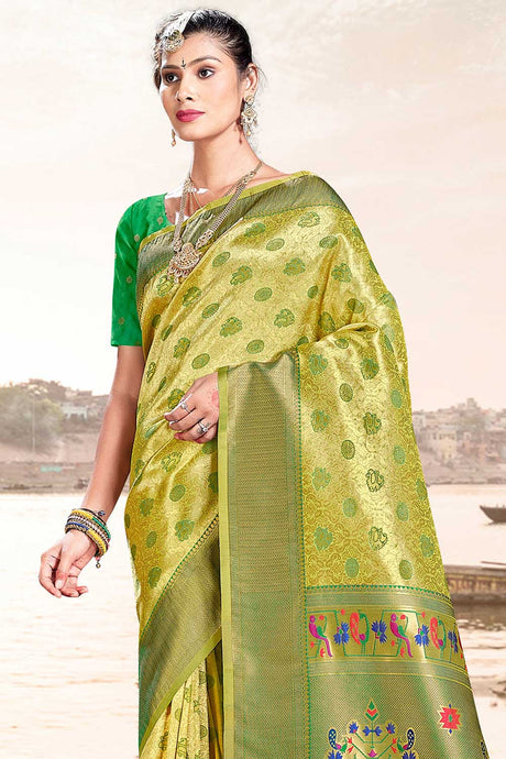 Green Paithani Art Silk Saree