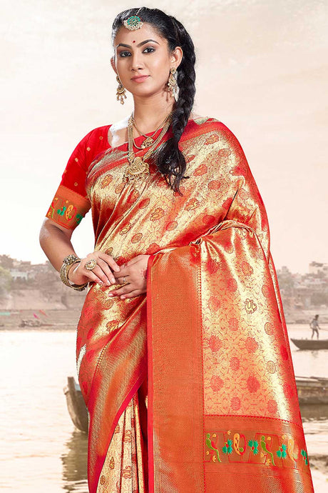 Red Paithani Art Silk Saree