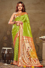 Green Paithani Art Silk Saree